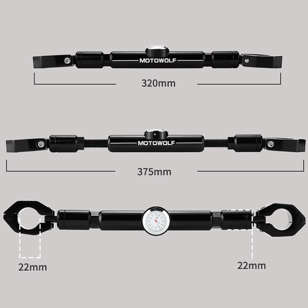 Motorcycle 22mm 7/8" Handlebar Balance Cross Bar Steering Lever with Clock