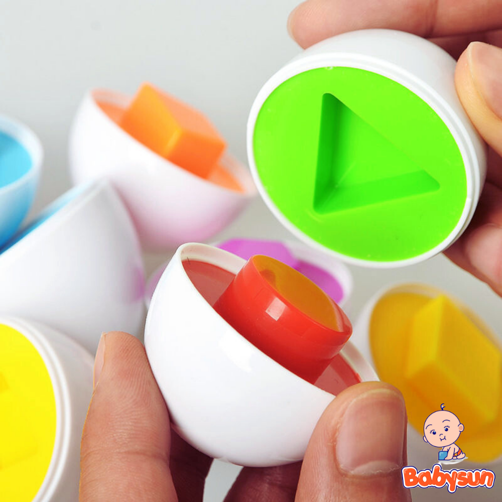 Trò chơi trứng matching egg, sét trứng ghép đôi matching đầu đời cho bé loại cao cấp có khay đựng 12 quả to