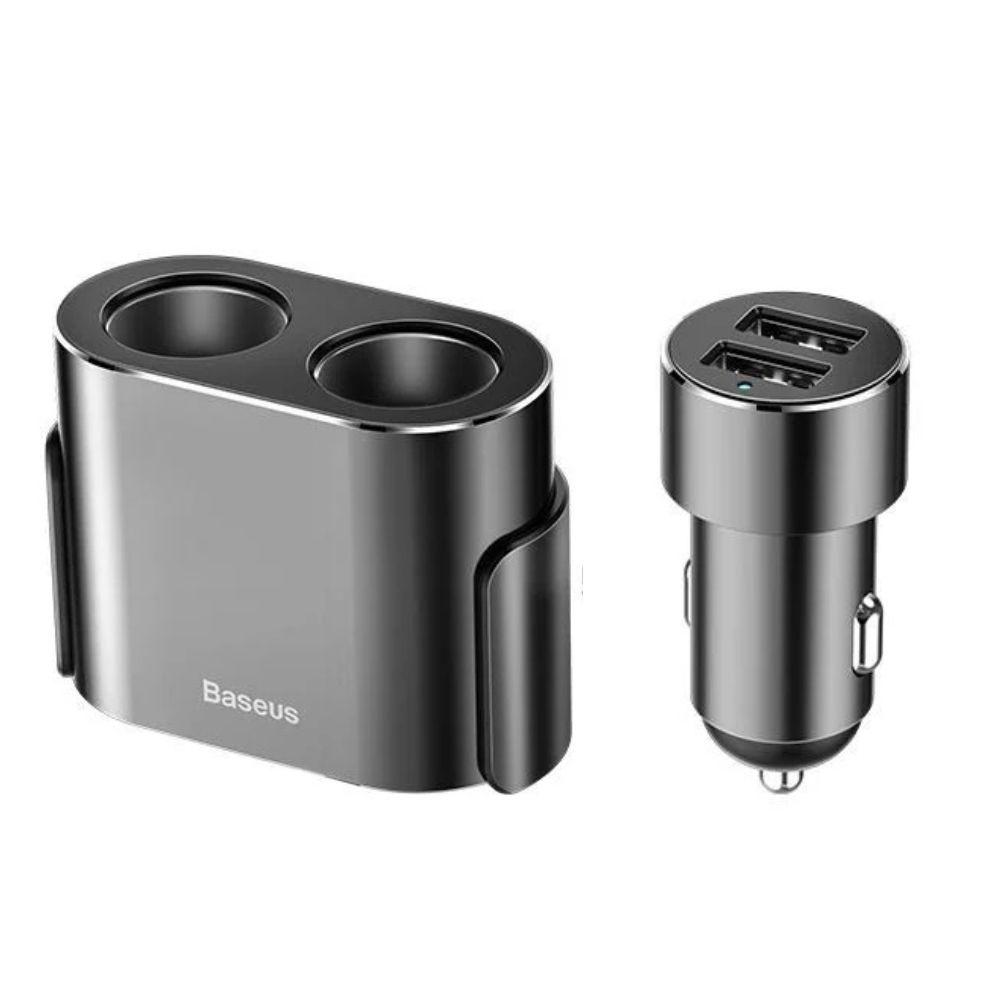 Baseus -BaseusMall VN Tẩu sạc đa năng tích hợp bộ chia cổng sạc Baseus High Efficiency 1 to 2 Cigarette Lighter (Hàng chính hãng)