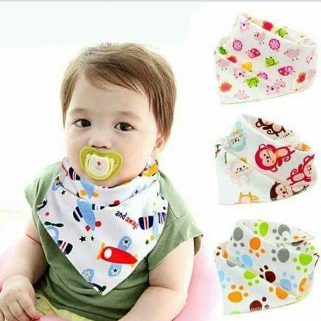 Set 3 Yếm Tam Giác 2 Lớp Cho Bé Nhiều Hình