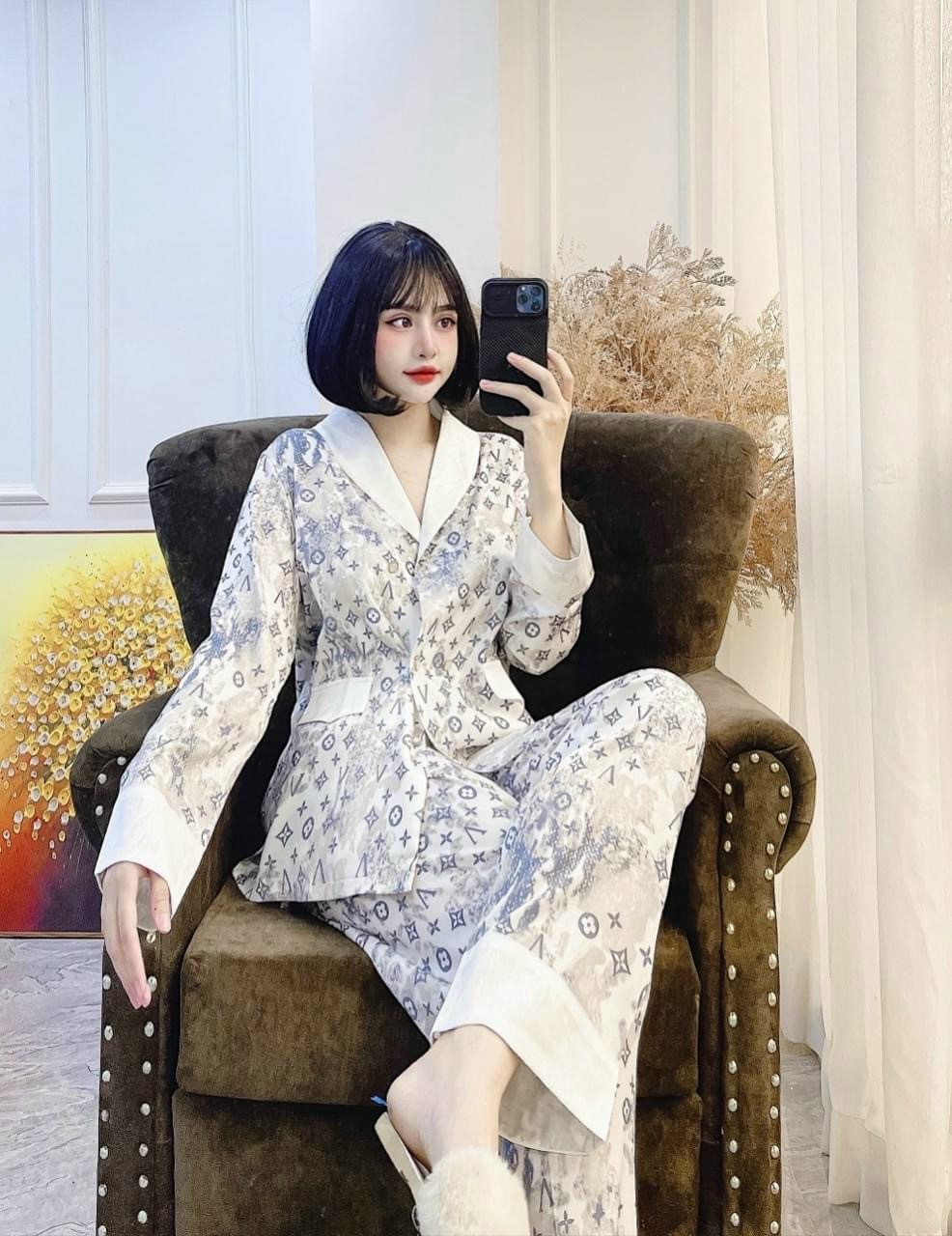 Bộ pijama lụa cao cấp mềm mịn thiết kế sang chảnh, mặc nhà hay dạo phố siêu chất