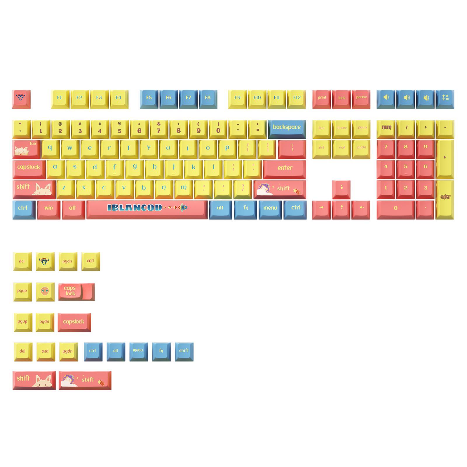 127 Keys Keycaps PBT for cross Mechanical Shafts Easy to Install Durable