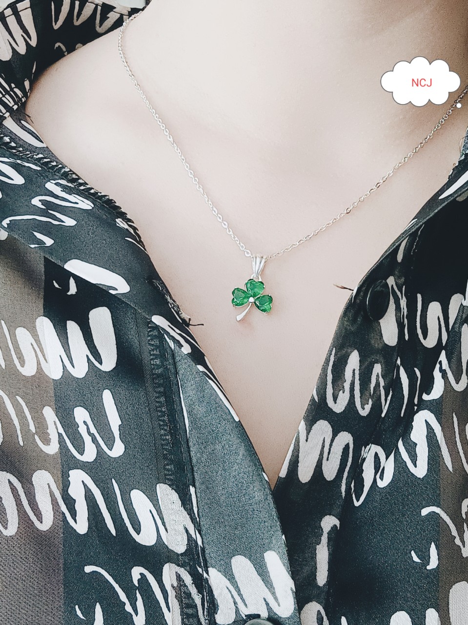 DÂY CHUYỀN BẠC MẶT ĐÍNH ĐÁ XANH XINH XẮN