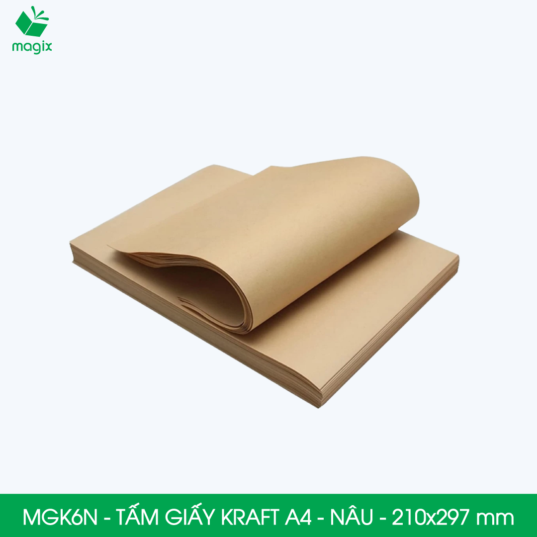 MGK6N - A4 - 70 gsm - 500 tờ giấy kraft nâu - Dùng gói hàng, bọc quà, làm nháp, chèn lót chống sốc