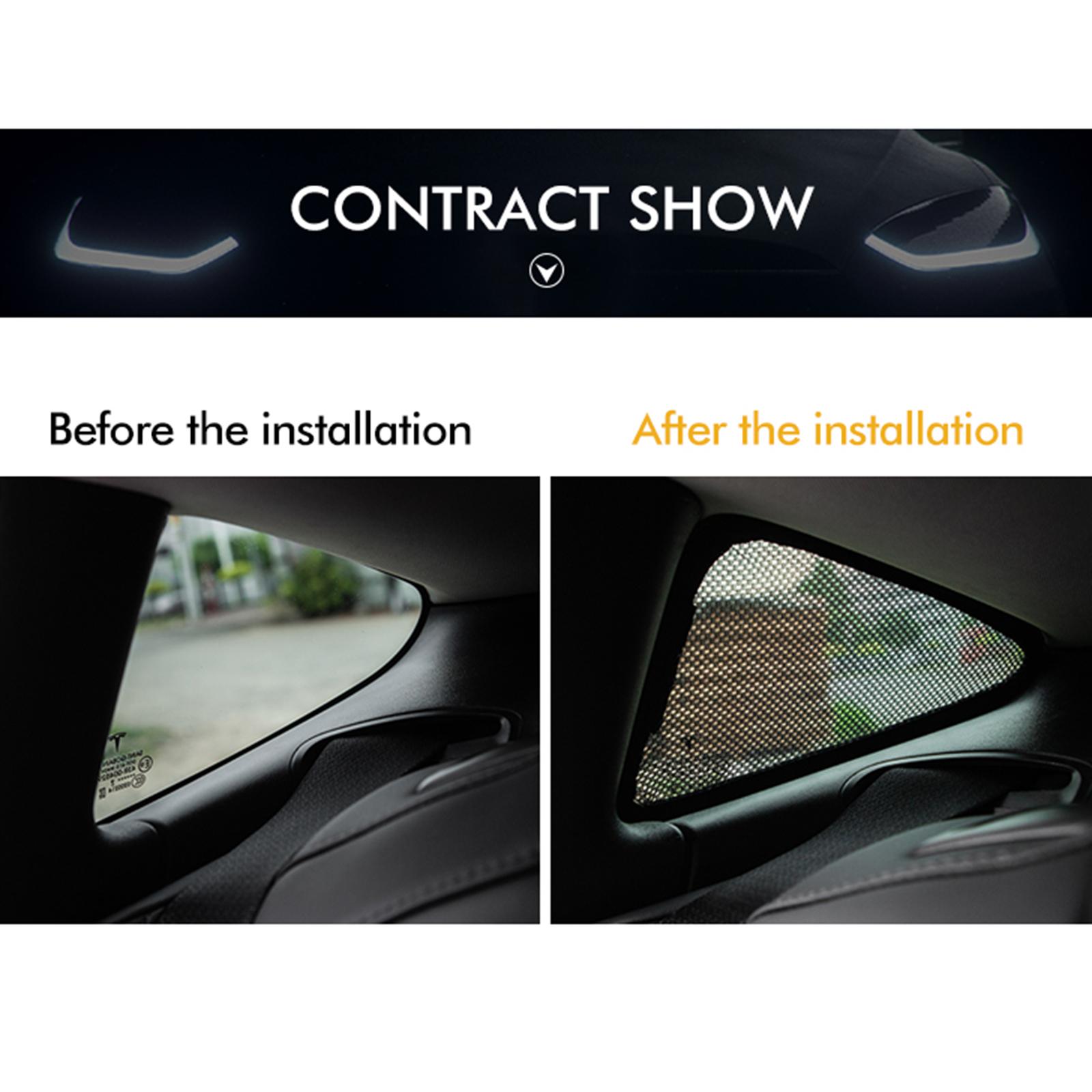 Set of 2 Window Sunshade Cover Triangular Net Protector for Tesla Model 3
