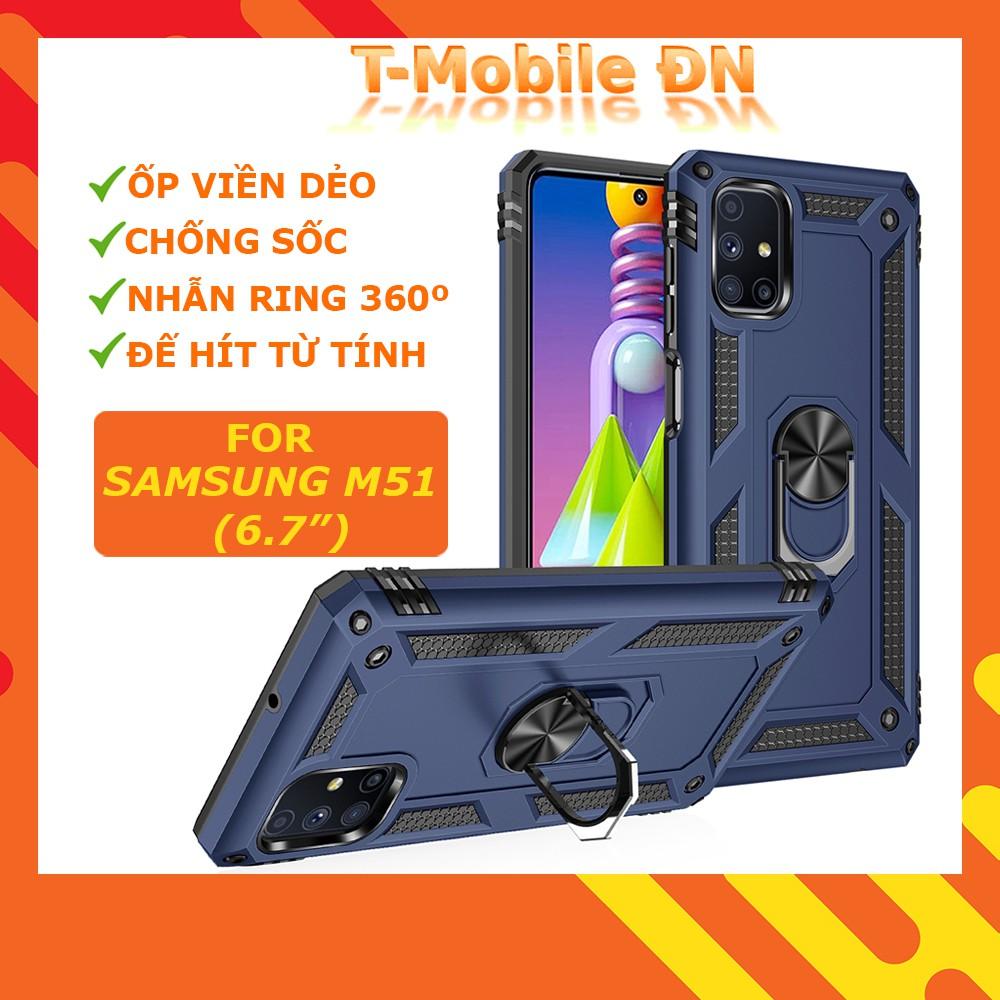Ốp lưng cho Samsung M51 chống sốc 2 lớp kèm nhẫn iring làm giá đỡ