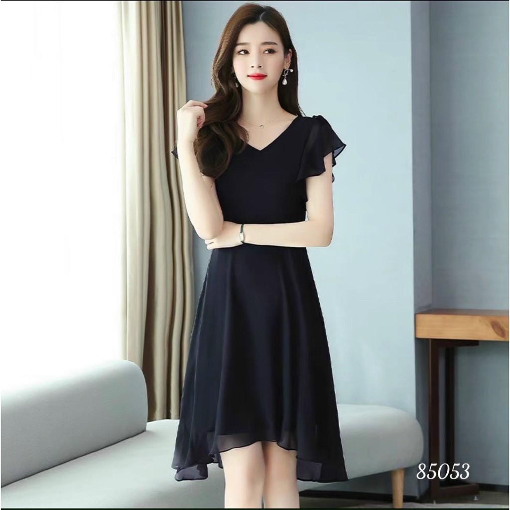 Đầm Dự Tiệc Thiết Kế Dáng Dài Xếp Ly Cổ Voan Hàn Cao Cấp 2 Lớp