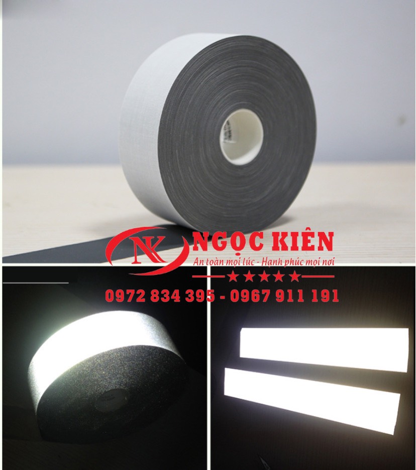 Cuộn dây phản quang vải poly màu xám bản 5cm*100m