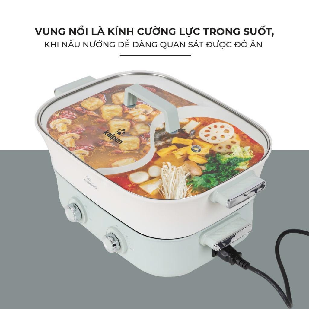 Bếp Nướng Lẩu Hai Ngăn Đa Năng Chính Hãng Kalpen 6.5L Công Suất 2200W Bảo Hành 2 Năm