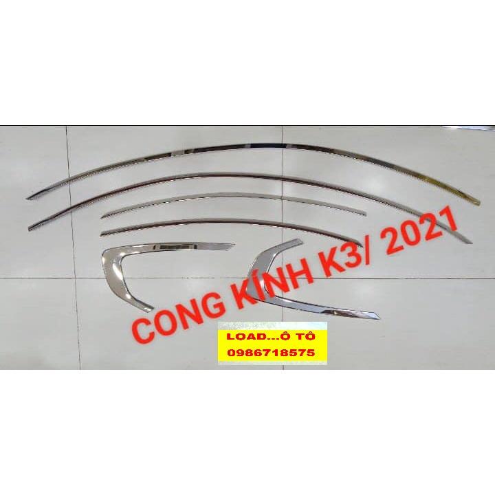 Bộ Nẹp Viền Chân Kính, Cong Kính Xe KIA K3 2022 Mẫu Inox Cao Cấp