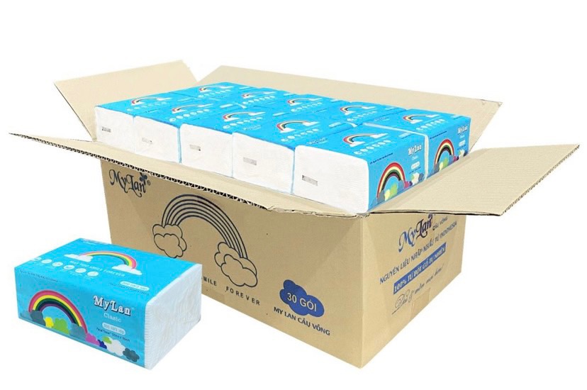 Thùng 30 gói giấy ăn cầu vồng MyLan