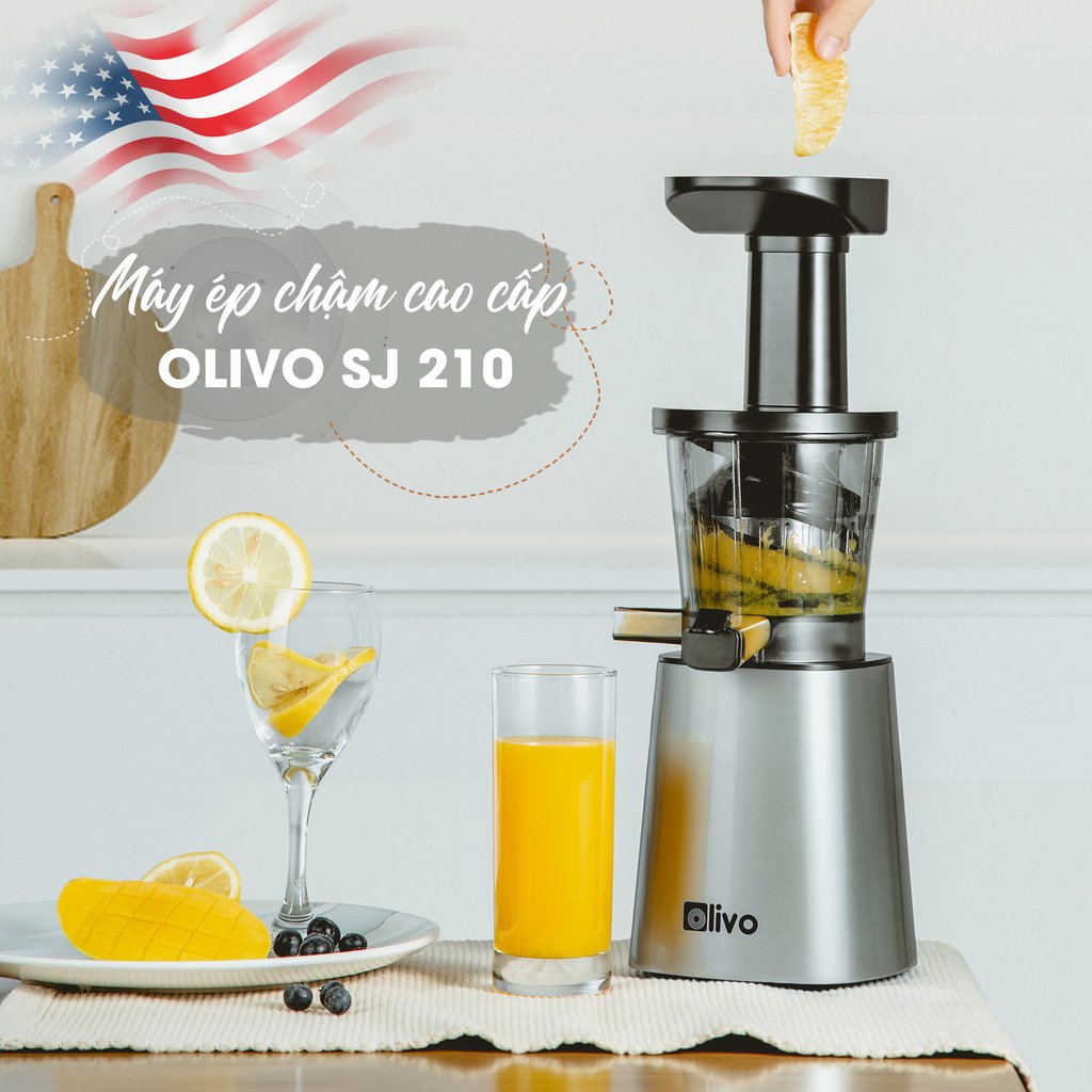 Máy Ép Chậm Trái Cây Hoa Quả Rau Củ OLIVO SJ210 - Hàng Chính Hãng