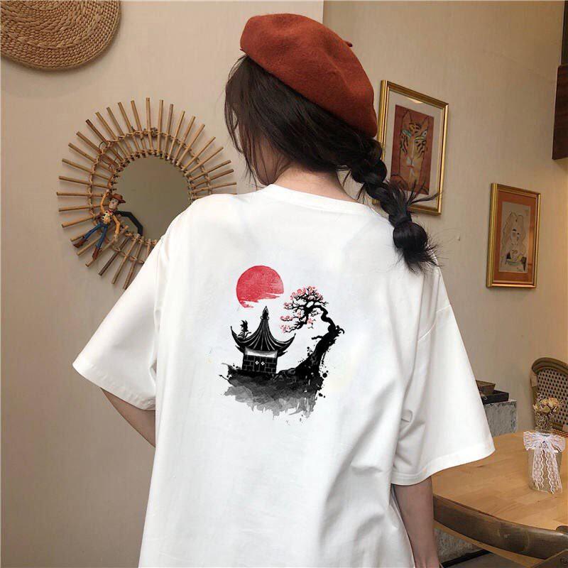 Áo thun tay lỡ form rộng họa tiết phong cách Nhật Bản vải dày mịn 2020T2444