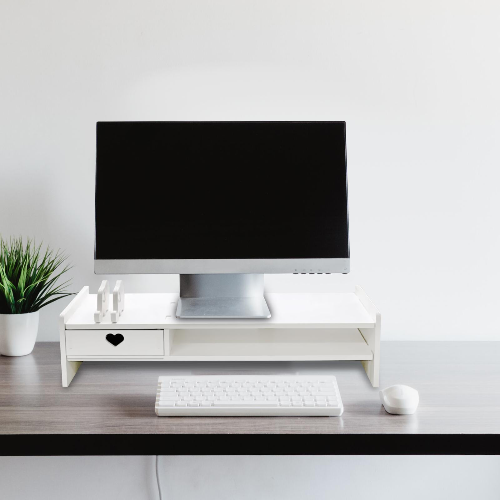 Monitor Stand Riser, Laptop Stand Computer Shelf Holder with Storage Drawer Desktop Stand Storage Organizer for PC, Printer