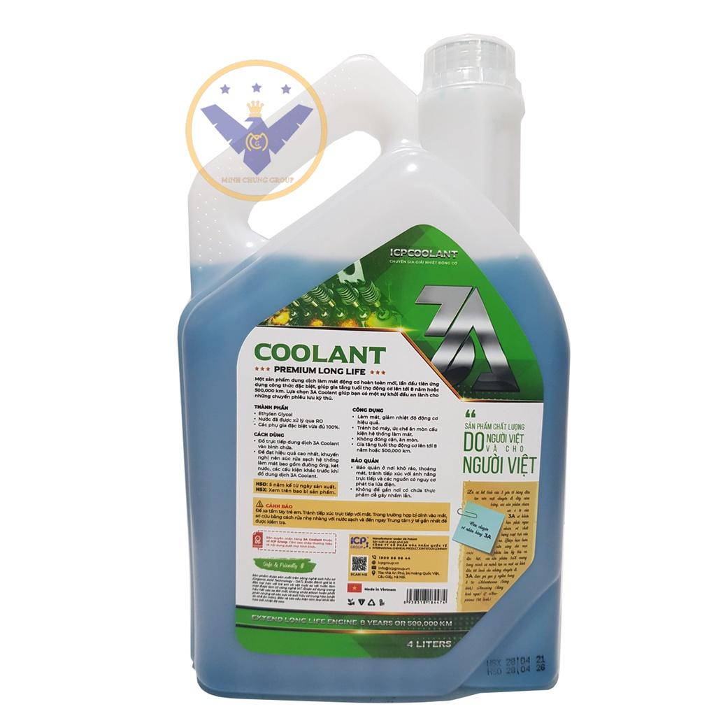 COMBO làm mát xe ô tô màu xanh 3A Premium Longlife Coolant 4L + súc két nước Bluechem