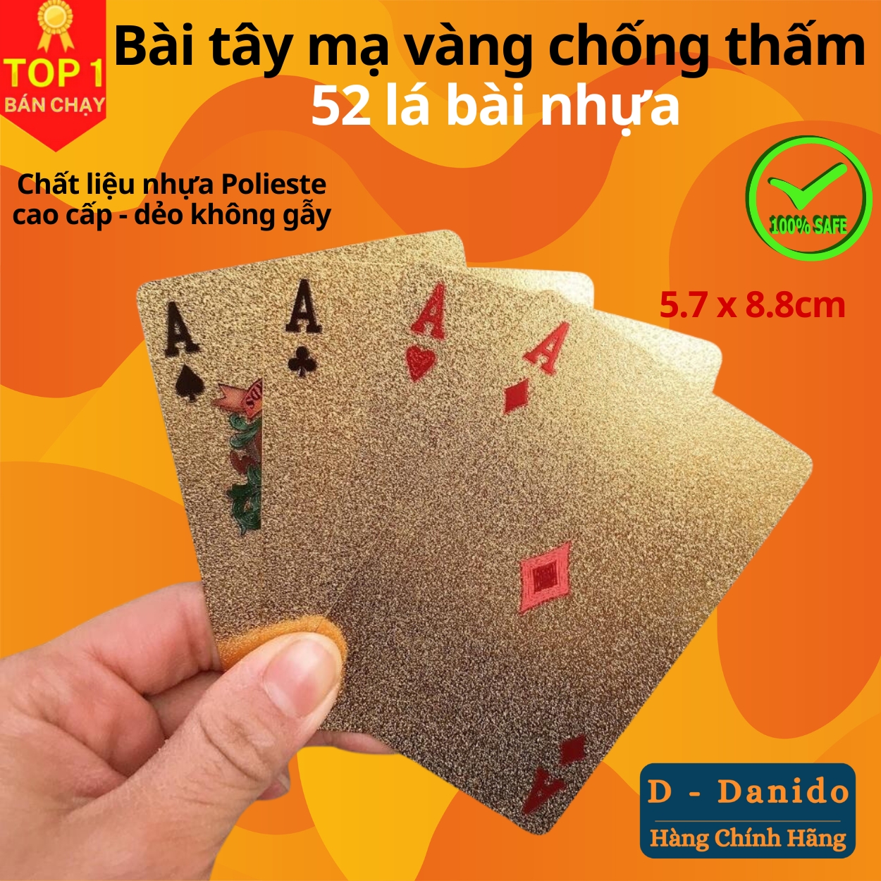 Bộ Bài Mạ Vàng 24K Cao Cấp Chất Liệu Đàn Hồi, Bộ Bài Tây Poker Mạ Vàng miDoctor