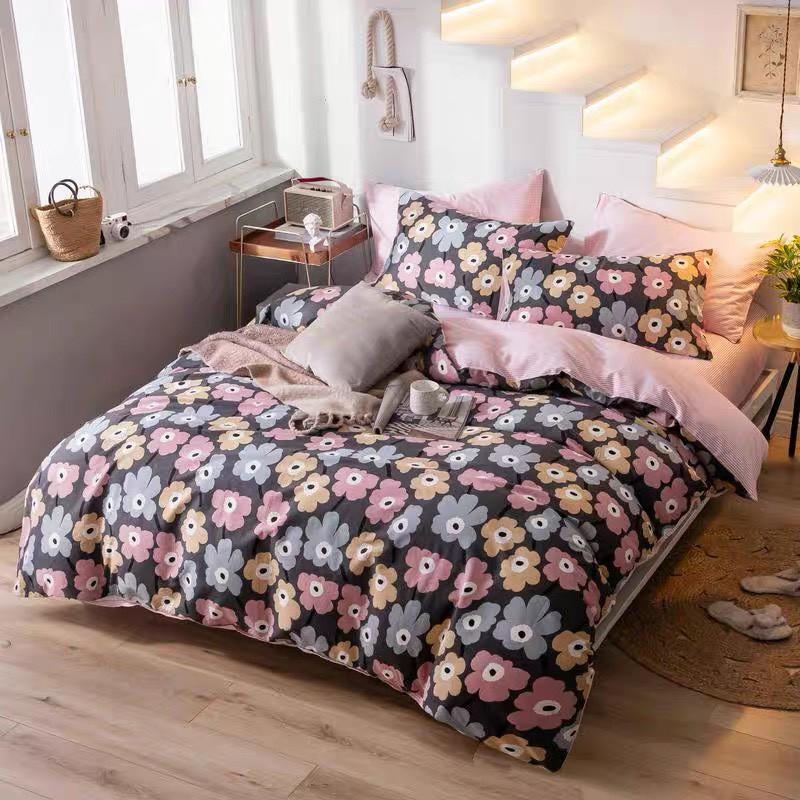 Chăn Ga Gối Đệm -Sét Chăn Ga Gối Hoa Ngũ Sắc PolyCotton Punpu3051