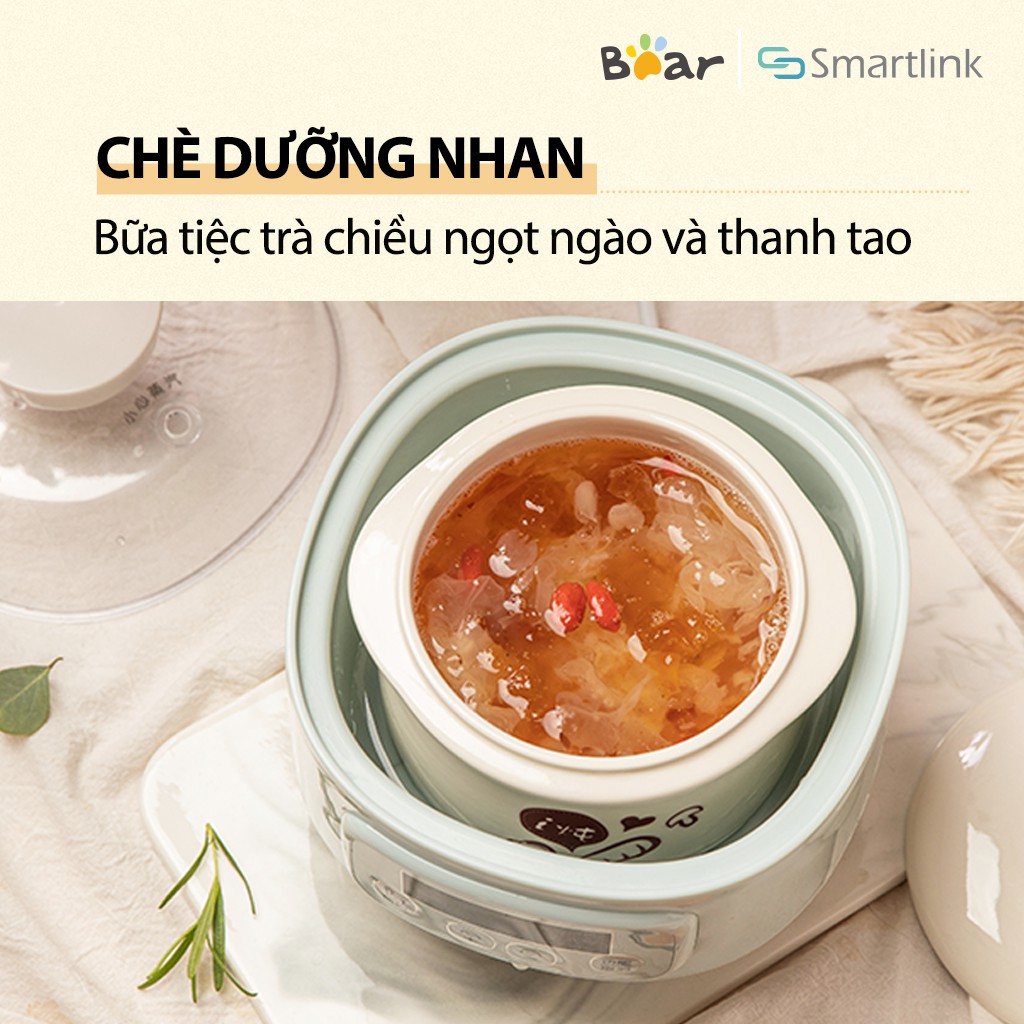 Nồi nấu cháo, ninh, hầm cách thủy Bear DDZ-A08G2 4in1 - Bảo hành 18 tháng - Hàng chính hãng