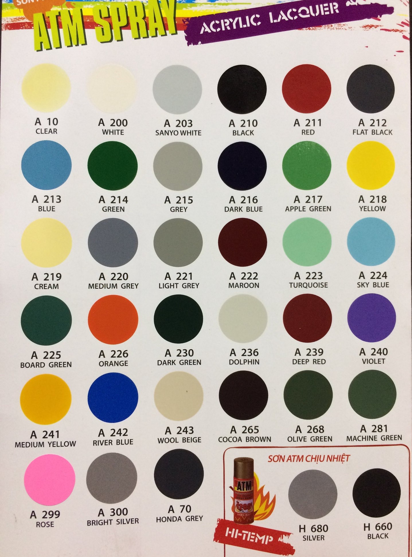 Sơn xịt màu vàng ATM A218