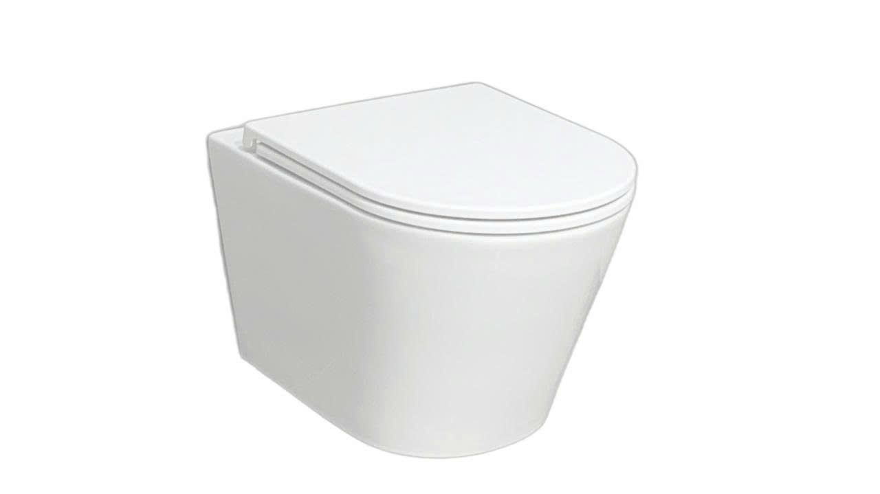 Bộ bàn cầu treo tường nắp chữ A, kích thước: 510*365*350mm, màu Glossy White, hiệu Trevi