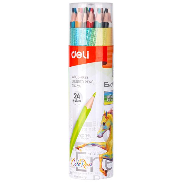 Hộp Tròn 24 Bút Chì Màu Deli EC112-24