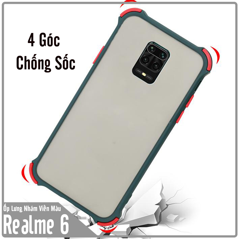 Ốp lưng cho Realme 6 trong nhám viền màu 4 Gốc
