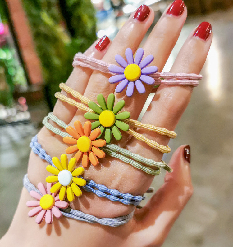 Set 5 Dây Thun Buộc Tóc Hoa Cúc Ngũ Sắc Thời Trang Hàn Quốc Trẻ Trung SC08