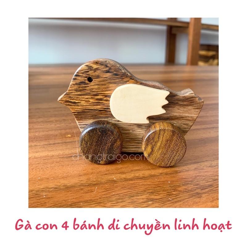 Bộ Gà Vịt đồ chơi bằng gỗ tự nhiên, di chuyển bằng 4 bánh,bo cạnh mài mịn, an toàn cho trẻ 6 tháng - 5 tuổi