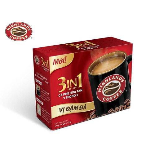 Hộp 10 gói Cà phê hòa tan 3in1 Highland Coffee 17g