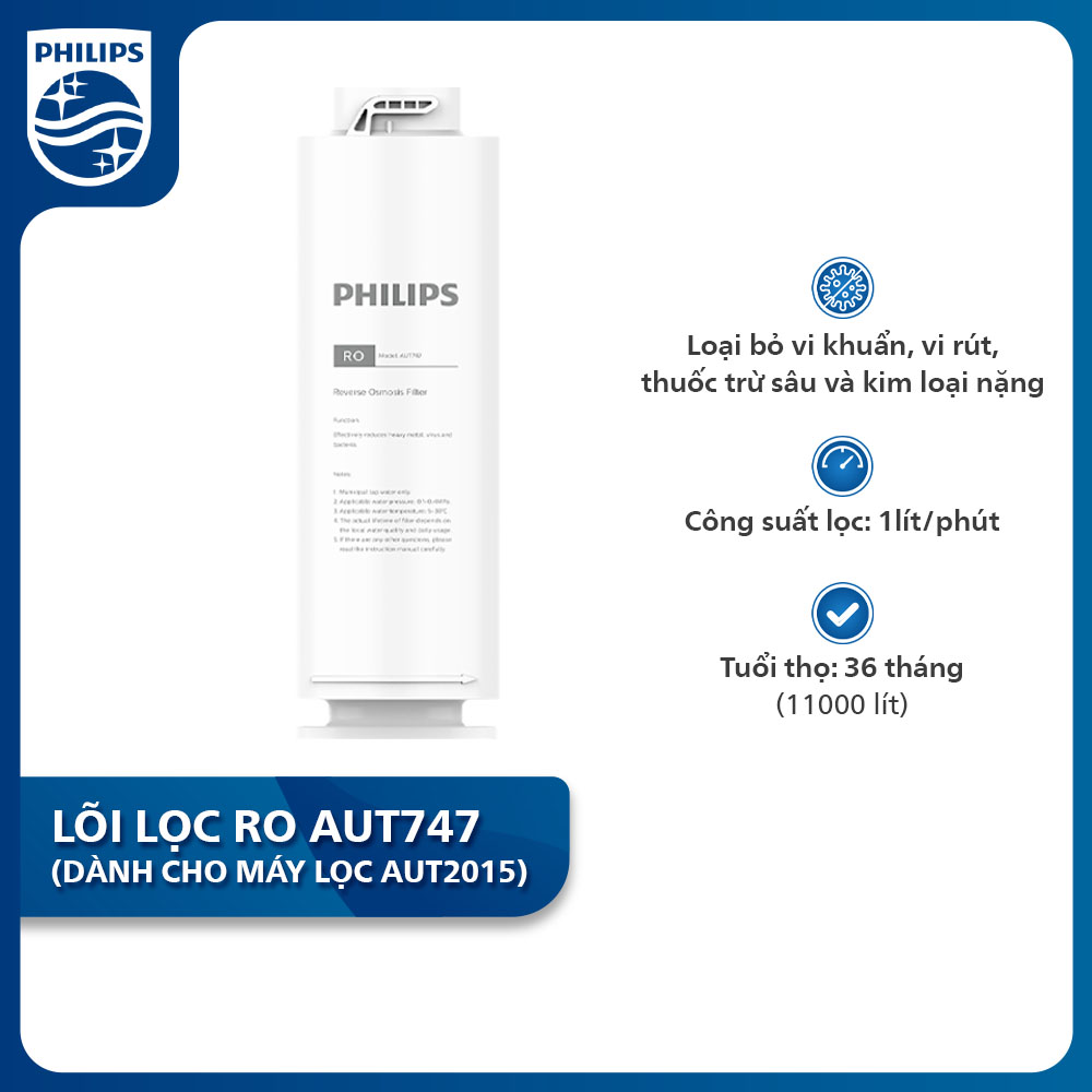 Lõi lọc Philips RO AUT747 dành cho Máy lọc nước RO để gầm AUT2015 - Hàng chính hãng