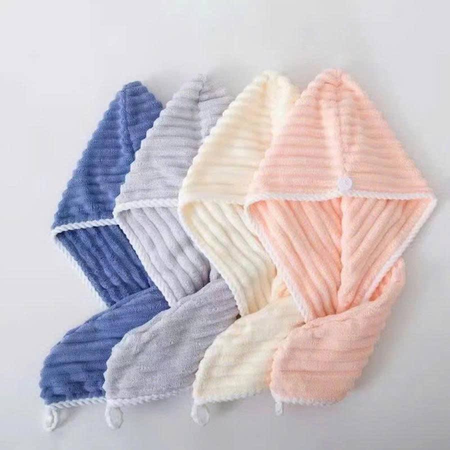 Khăn Quấn Lau Khô Tóc Nhanh – Thiết Kế Nút Cố Định, Gọn Nhẹ, Thời Trang