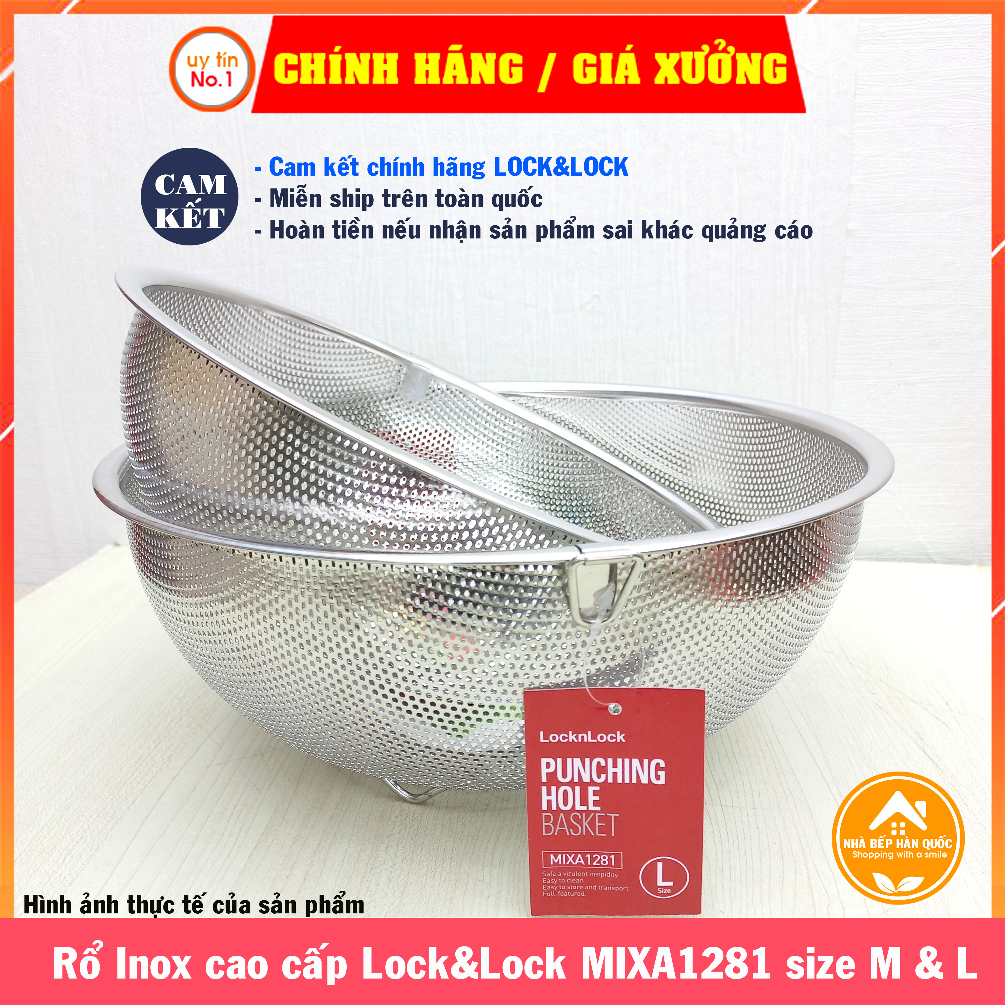 Rổ inox Punching Hole Lock&amp;Lock chính hãng MIXA1251 (25.5cm) và MIXA1281 (28.5cm