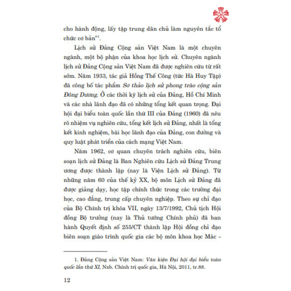 Giáo trình lịch sử Đảng Cộng sản Việt Nam (Dành cho bậc đại học hệ không chuyên lý luận chính trị)
