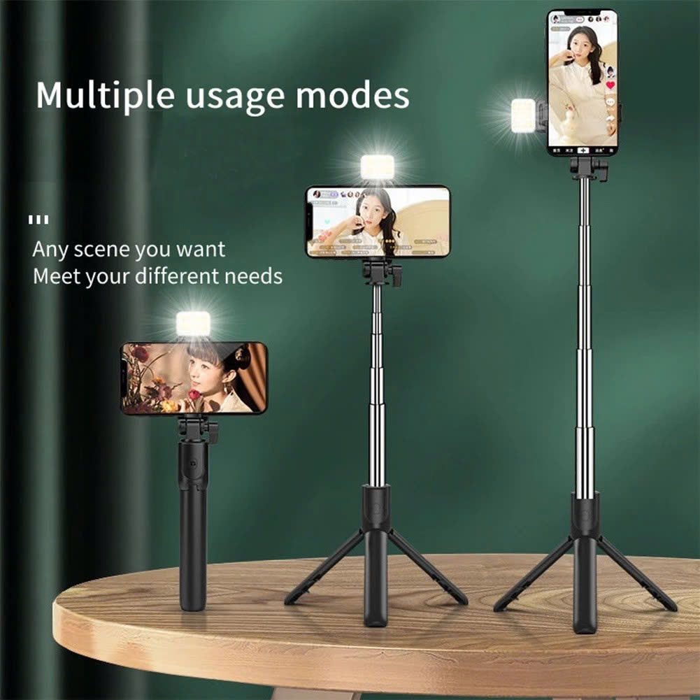 Gậy Selfie 3 Chân Kèm Đèn Trợ Sáng – Tự Sướng &amp; Quay Video Đa Góc Độ Có Remote