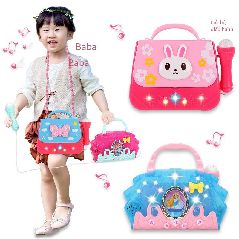 Phong cách mới nhất của trẻ em trí thông minh âm nhạc phim hoạt hình ba lô đồ chơi giáo dục sớm với micrô micrô âm nhạc ánh sáng lưu trữ túi cô gái