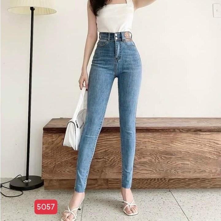 Quần jean nữ chất co giãn, quần bò nữ xanh rách cạp cao nhiều mẫu TINA ms623