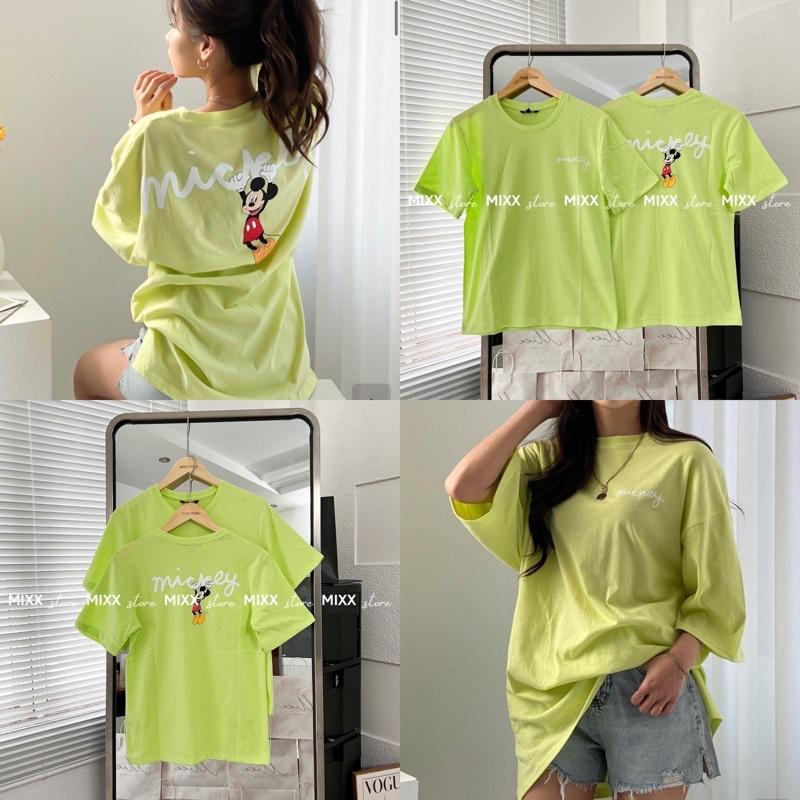 Áo Thun Nữ Mickey NEON 2 mặt thun cotton co giãn mềm mịn phom suông rộng thoải mái trẻ trung