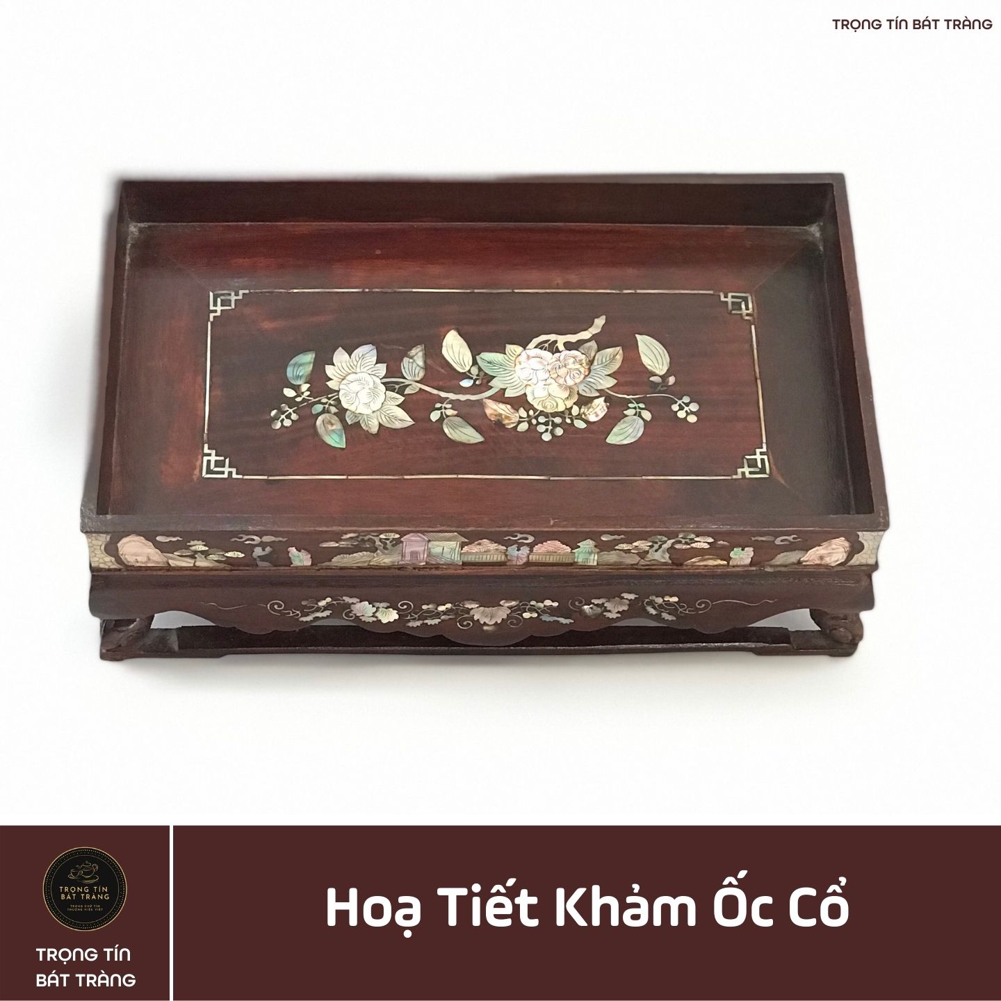 Khay Trà Gỗ Hương Hình Chữ Nhật Kích Thước 35,5*20,5*11,5 cm KT 80