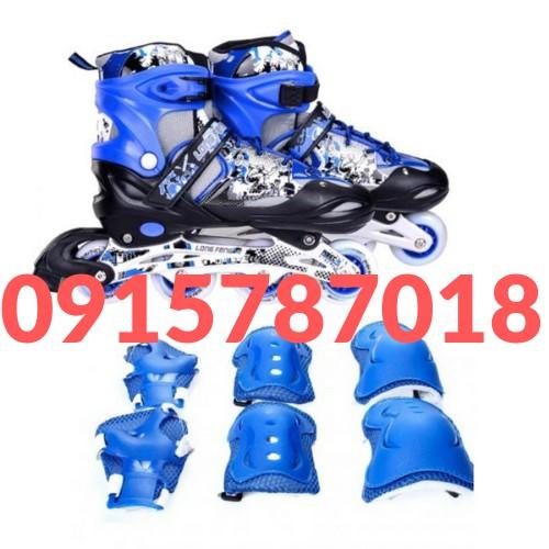 Combo giày trượt patin trẻ em cao cấp Longfeng 906 và bộ bảo vệ chân, tay, gối HOÀN HẢO