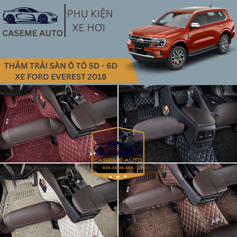 [FORD EVEREST] Thảm Trải Sàn, Lót Sàn Ô Tô 5D 6D Thiết Kế Theo Xe FORD EVEREST 2018 Chống Nước, Không Mùi - MẪU DIAMOND - Hàng Chính Hãng