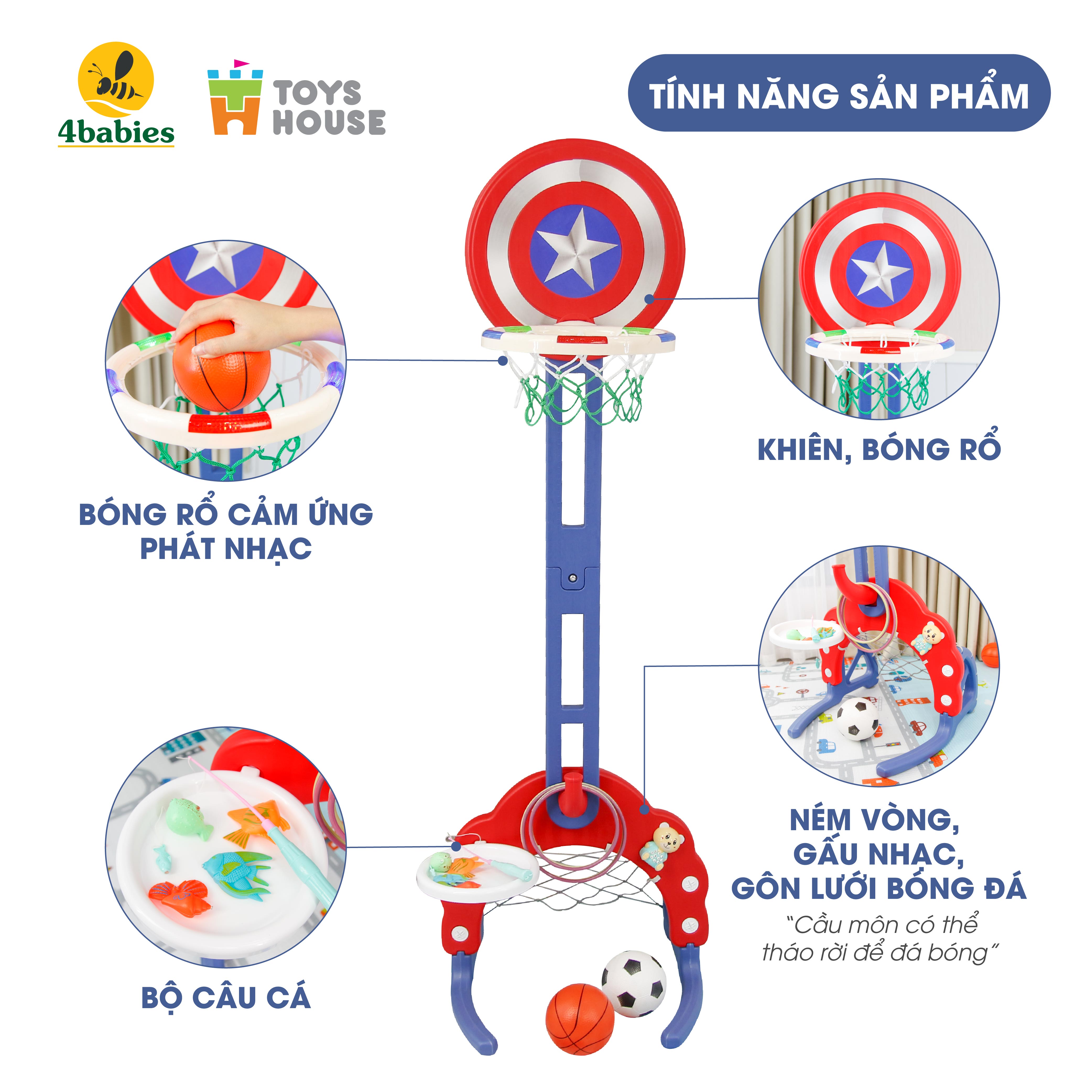 Bộ đồ chơi thể thao đa năng cho bé: Bóng đá, ném vòng, bóng rổ, Golf Toys House WM19046