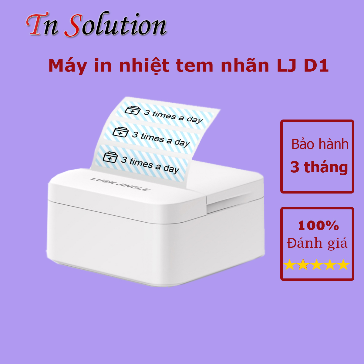 Máy in tem nhãn nhiệt LJ D1 hỗ trợ in mã vạch, in bill, nội dung, file ảnh lên tem, giấy dán - 5 cuộn theo kèm