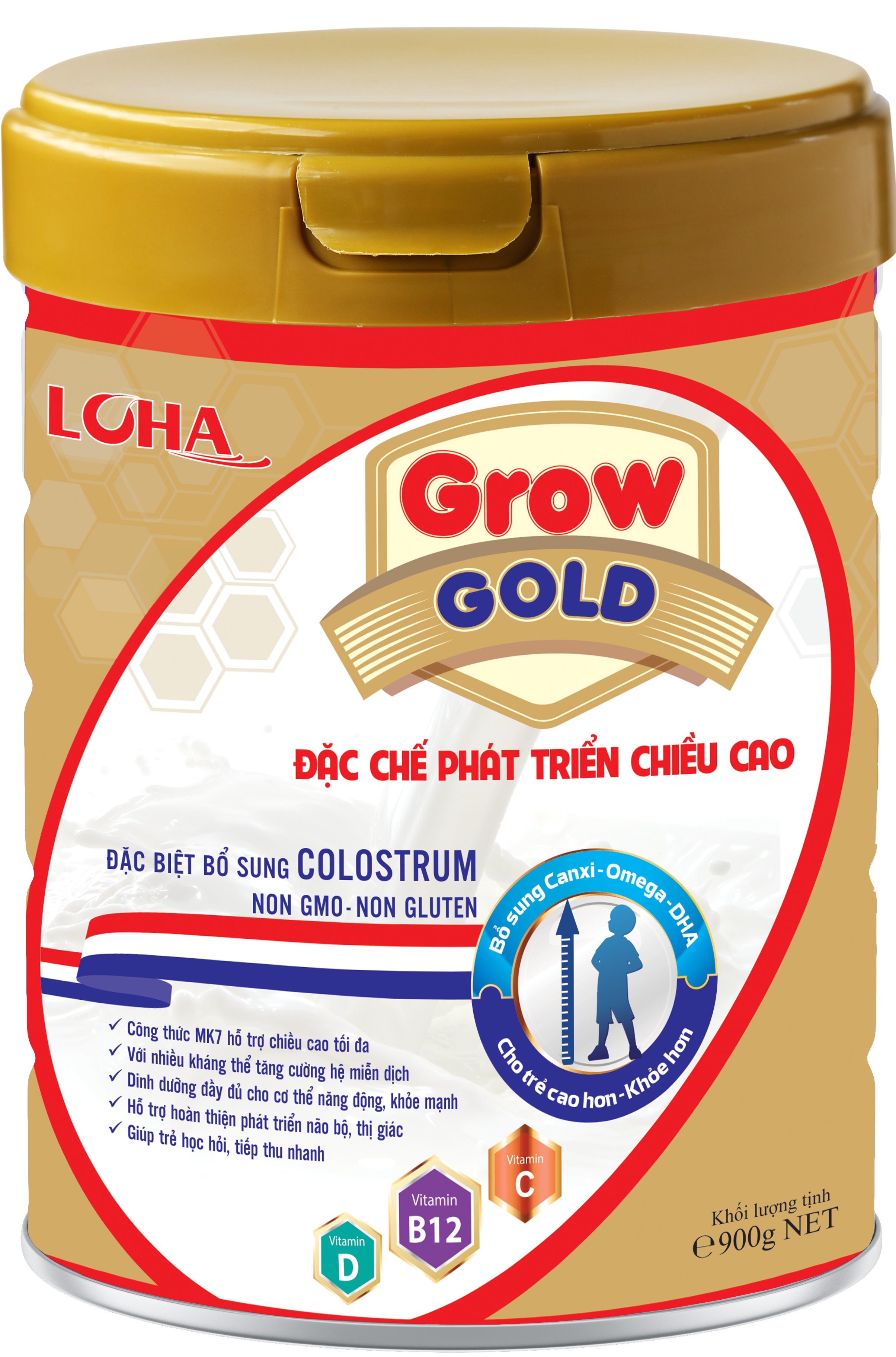 Sữa bột LoHa Grow Gold 800g (Bổ sung sữa non giúp bé phát triển chiều cao tối ưu)