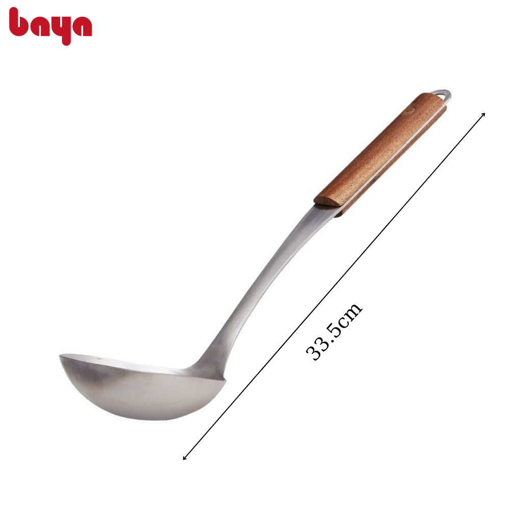 Vá Múc Canh Cán Gỗ Óc Chó Cao Cấp BAYA RECIPE Với Chất Liệu Thép Phù Hợp Khi Nấu Nướng Và Phục Vụ Tại Bàn 4060