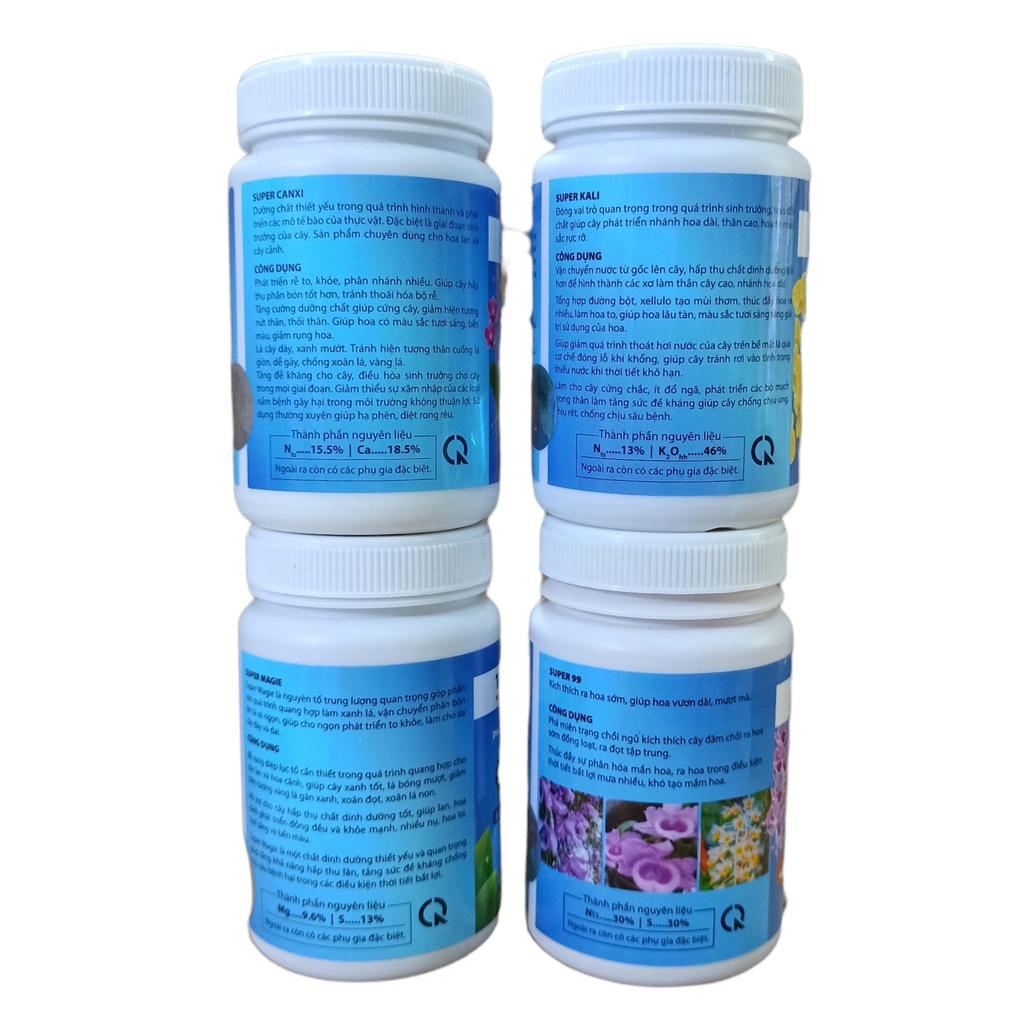 Bộ tứ phân bón hoa lan thầy Tám Ngọc lọ 100gr