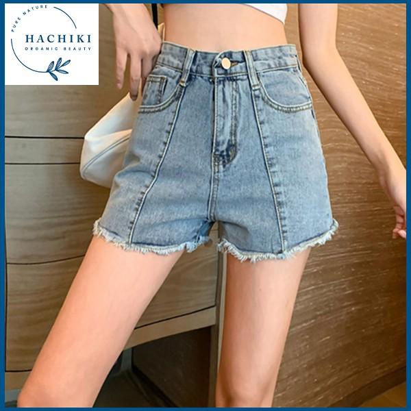 Quần đùi jean nữ lưng cao đẹp thời trang cao cấp HACHIKI phong cách Hàn Mã QSJ01 - S
