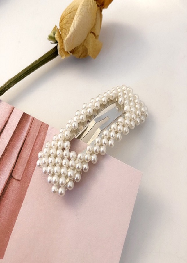 Kẹp Tóc Ngọc Trai Vuông Thời Trang Vintage