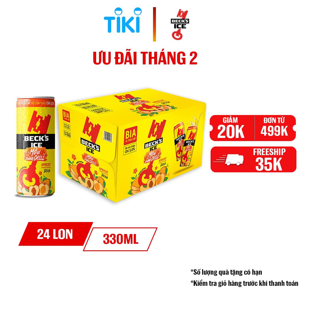 Thùng 24 Lon Bia Beck’s Ice Vị Mơ - Hoa Anh Đào