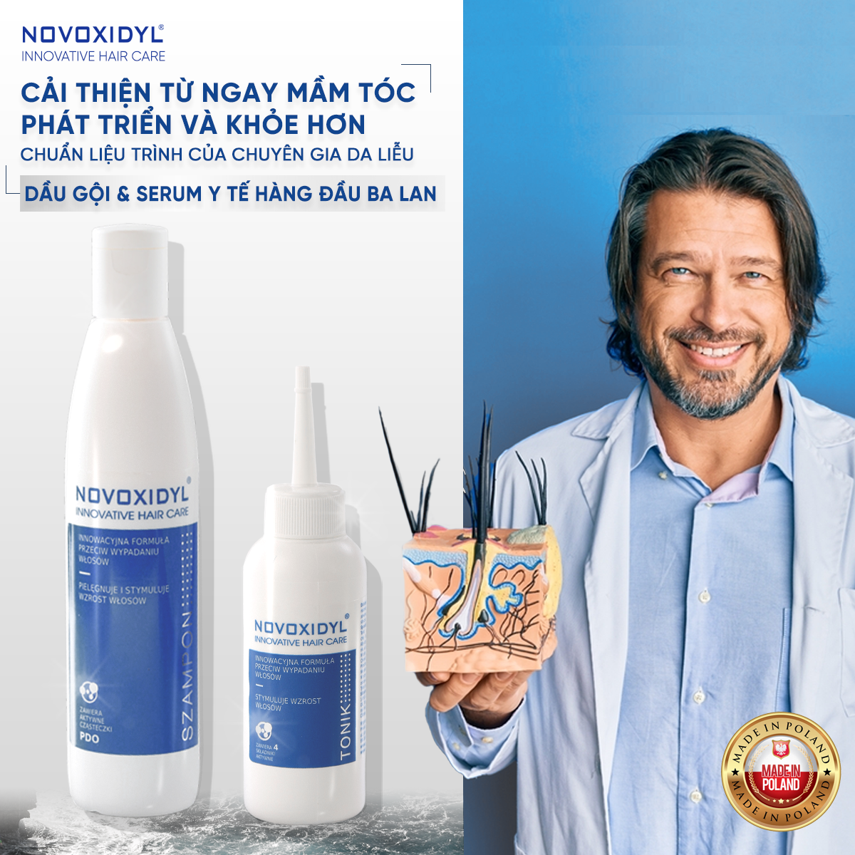 Dầu gội Y Tế Novoxidyl ngăn ngừa rụng tóc, thúc đẩy mọc tóc nhanh chai 200ml