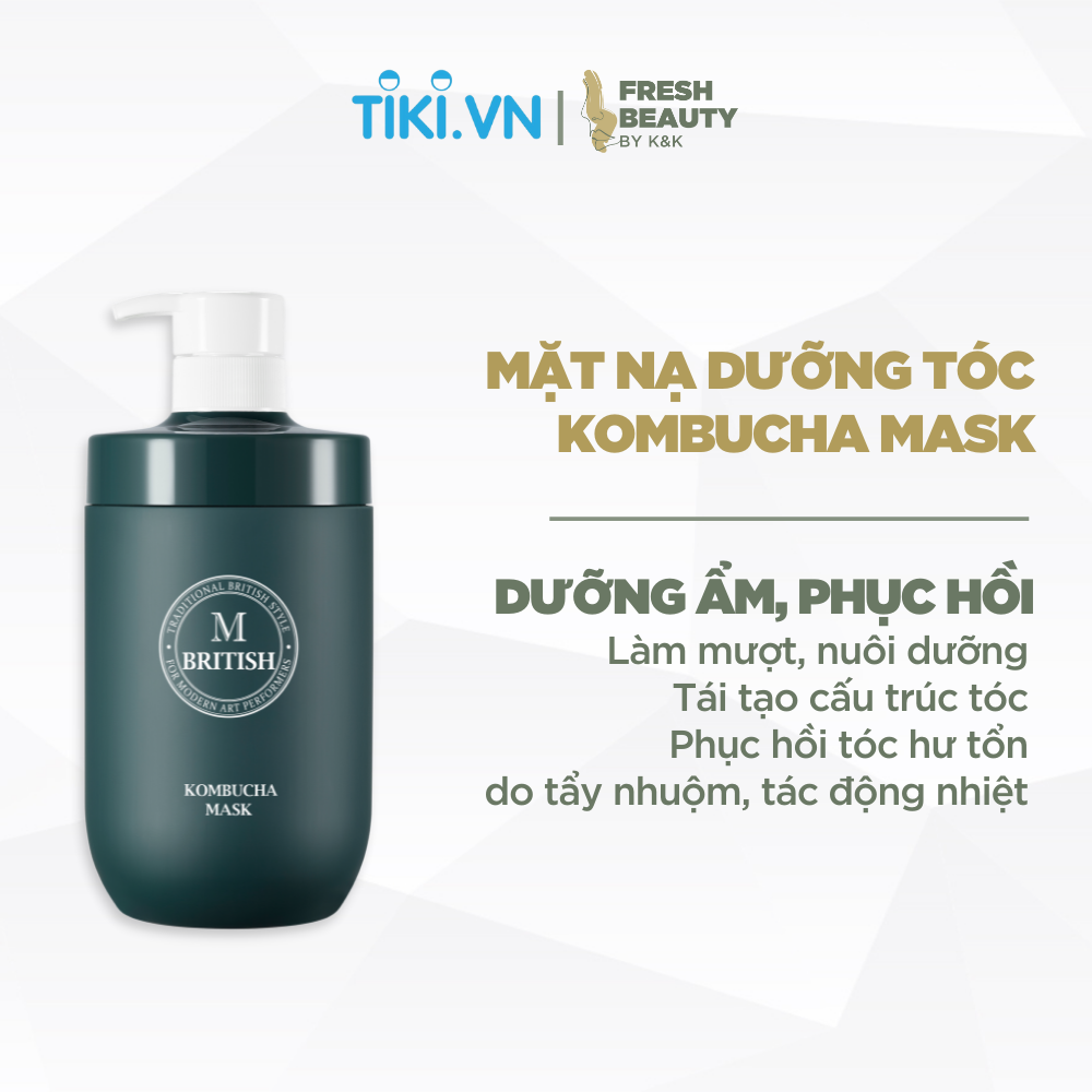 Mặt nạ tóc cao cấp nam nữ BRITISH M Kombucha Mask phục hồi chuyên sâu tóc hư tổn. giúp da đầu khỏe mạnh 750g